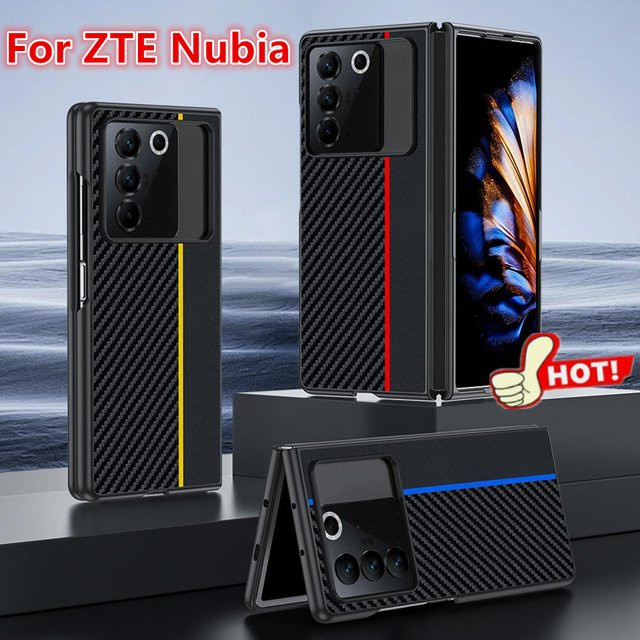 ZTE Nubia Fold Handyhülle aus PU-Leder mit Faserstruktur in Schwarz - Bild 1
