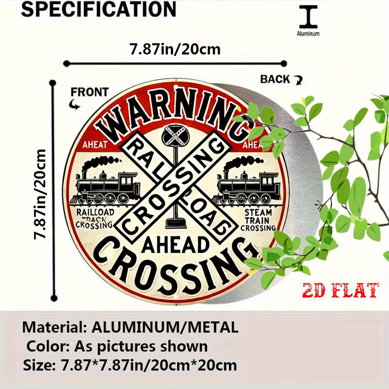 Potdemiel Vintage Railroad Crossing Sign Metall-Warndekoration in Rot/Schwarz - Bild 2