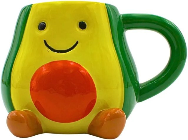 Dekohelden24 Kaffeebecher Avocado aus Keramik in Grün, H x Ø: 8 x 13 cm - Bild 1