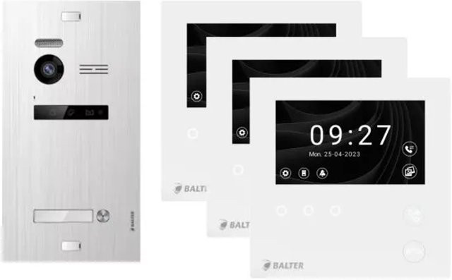 Balter Evo-HD-Mini Video Türsprechanlage Komplettsystem für 1-Familienhäuser in Silber mit 3x 4,3 Zoll Monitoren - Bild 1