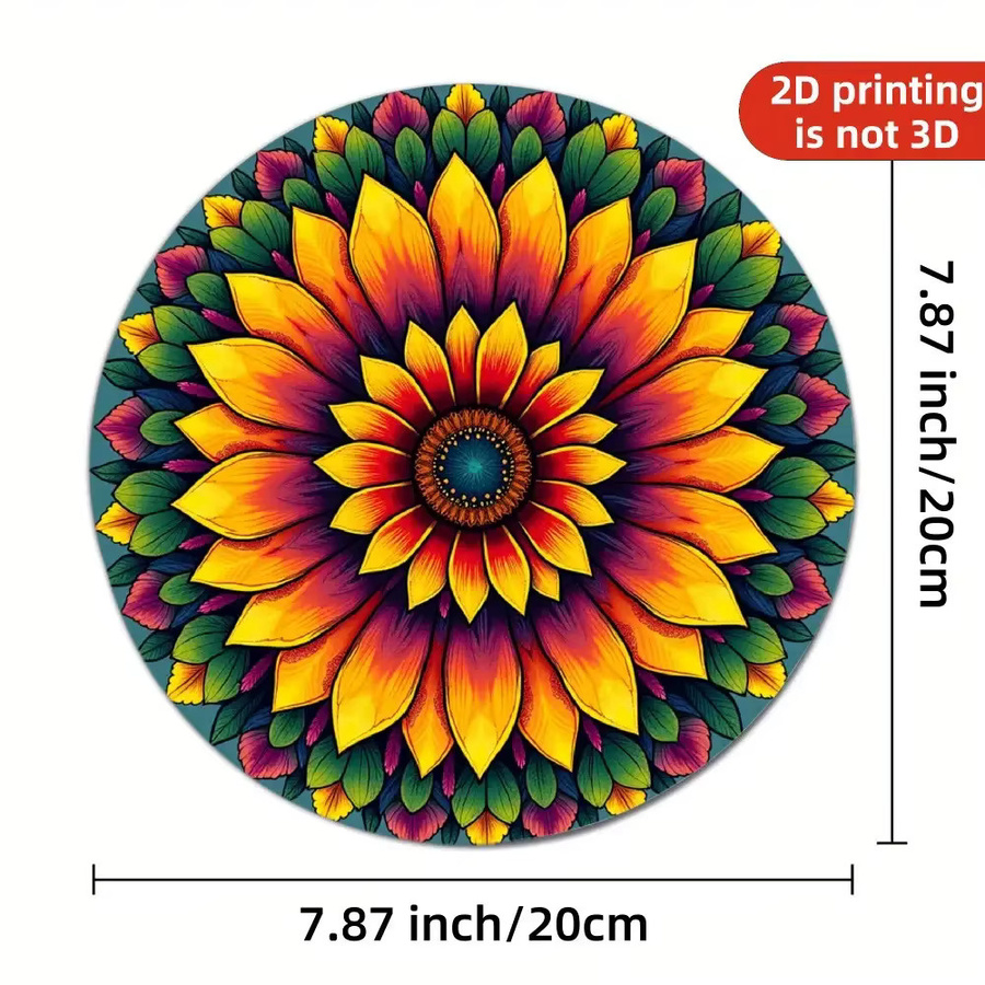 Potdemiel Vintage Wanddekoration aus Metall mit Sonnenblumen-Mandala-Design, rund, Mehrfarbig, Durchmesser: 20 cm - Bild 2