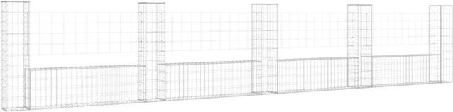 vidaXL Gabionenkorb U-Form aus Eisen mit 5 Säulen in Silber, B/T/H: 500 x 20 x 100 cm - Bild 1