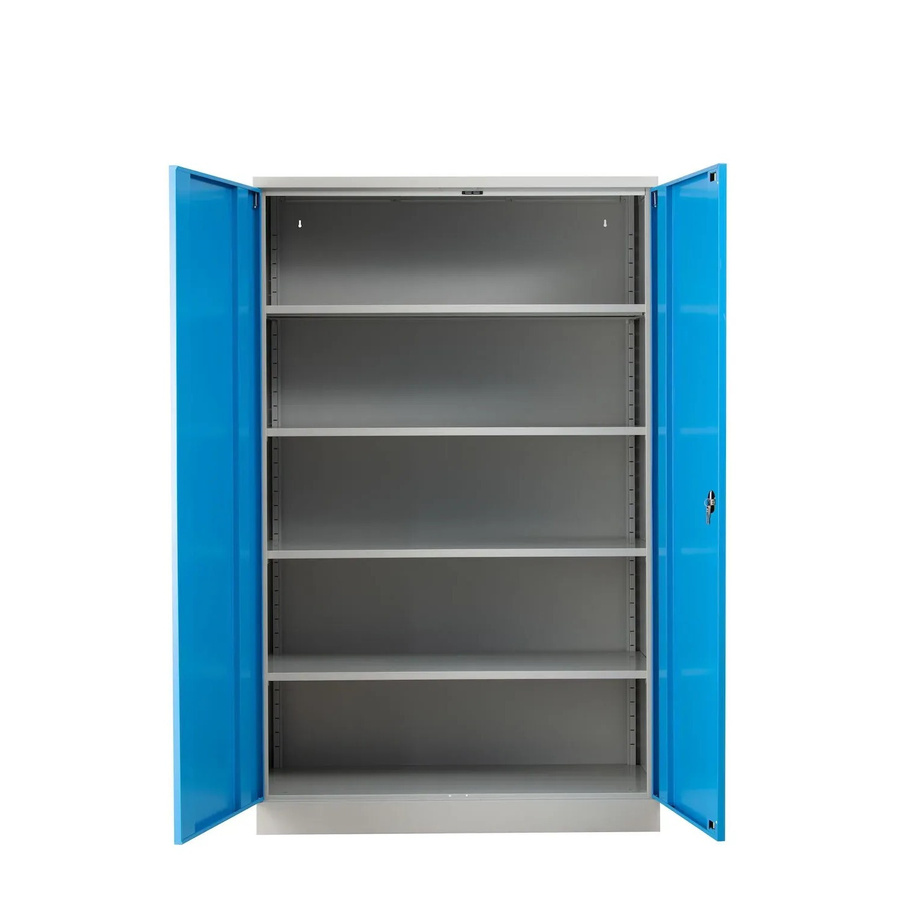 PROREGAL Flügeltürenschrank Ferret mit 4 Fachböden, lackiert in Grau-Lichtblau, H: 195 cm, B: 120 cm, T: 50 cm - Bild 2