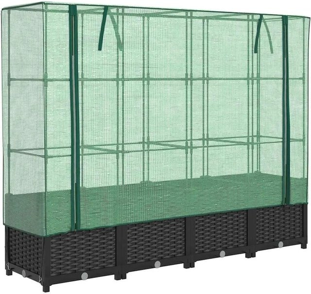 Furnicato Hochbeet mit Gewächshausabdeckung in Schwarz, B/T/H: 160 x 40 x 38 cm - Bild 1