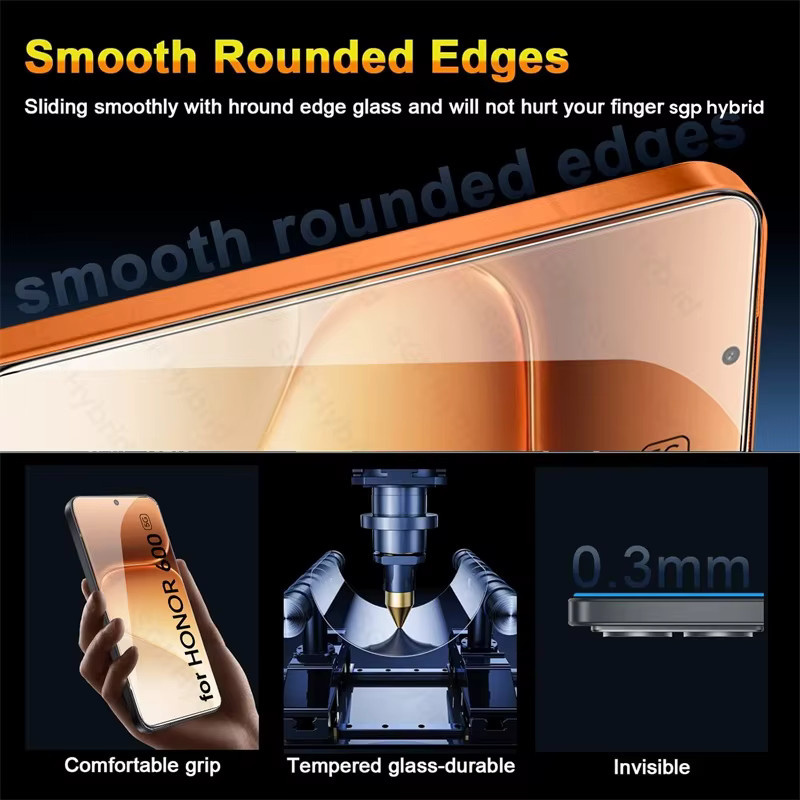 4er-Set Displayschutz aus gehärtetem Glas für Honor 600 Pro 5G, transparent - Bild 5
