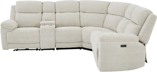 Vente-unique Relaxsofa Keluno in Beige meliert mit L-Form und motorisierter Funktion aus Stoff, Breite: 260 cm - Bild 1
