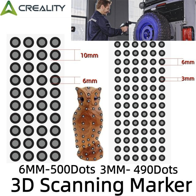Creality 3D-Scanmarker für 3D-Scanner mit diffuser Reflexion, 490/500 Punkte zur Referenzpunktmarkierung und 3D-Tracking - Bild 1