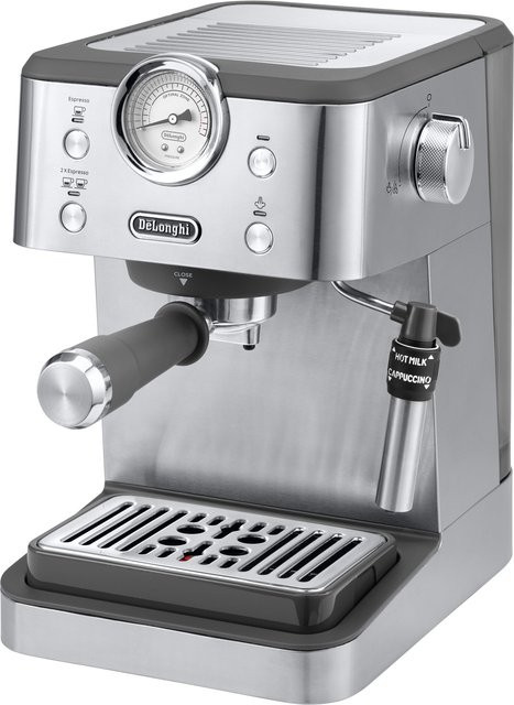 DeLonghi Siebträgermaschine EM450.M in Silber mit Thermoblock, Dampflanze und Edelstahl-Design - Bild 1
