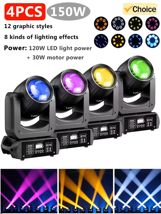 CHEGIT Professionelles DJ Party Bühnenlicht mit 150W Bewegungskopf, DMX512 und Schallaktivierung, Multicolour, Schwarz - Bild 7