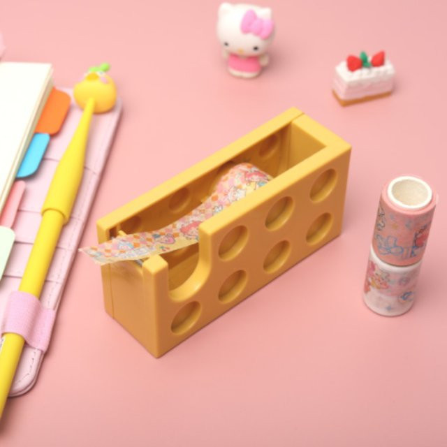 Wenchuang Klebebandspender Blockform in Transparent und Grün aus Kunststoff für Büro und Schule - Bild 1