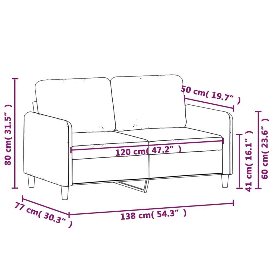 Vidaxl 2-Sitzer Sofa in Weinrot mit Stoffbezug und Metallrahmen, Breite: 120 cm - Bild 4