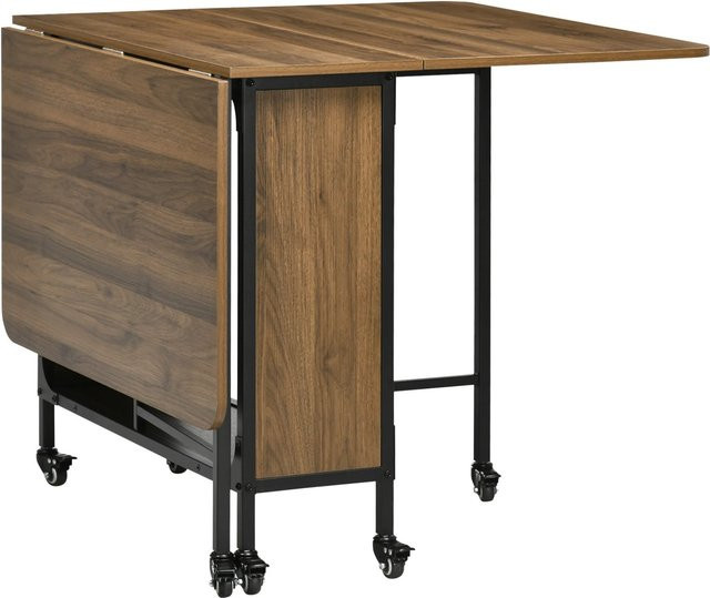 HOMCOM Esstisch aus Spanplatte und Metall in Braun, klappbarer rechteckiger Tisch mit Rollen, B/T/H: 130 x 80 x 74 cm - Bild 1