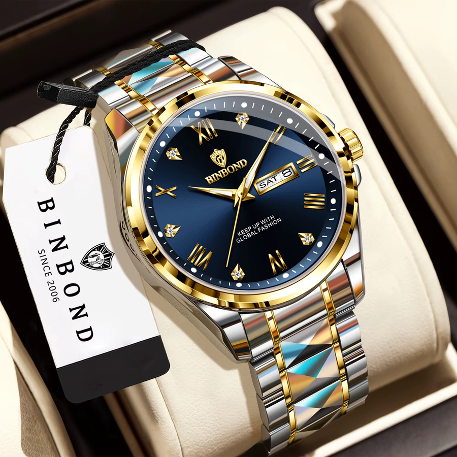 BINBOND Armbanduhr Quarz, Edelstahl, Blau, Herren - Bild 2