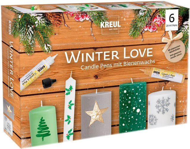 KREUL Candle Pen Winter Love 6er-Set Wachsstifte in Weiß, Silber, Gold und Multicolour für feine Dekorationen - Bild 1