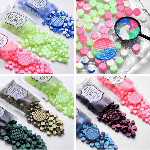 100 Stück Aurora Borealis Wachssiegelperlen in Multicolour für DIY Scrapbooking und Geschenkgestaltung - Bild 1