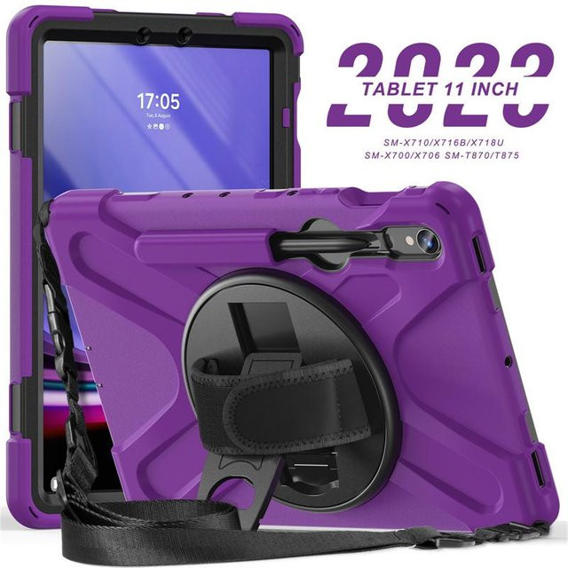 Stoßfeste Tablet-Hülle für Samsung Galaxy Tab S10 S9 S8 Ultra S7 Plus FE mit Schultergurt in Violett - Bild 1