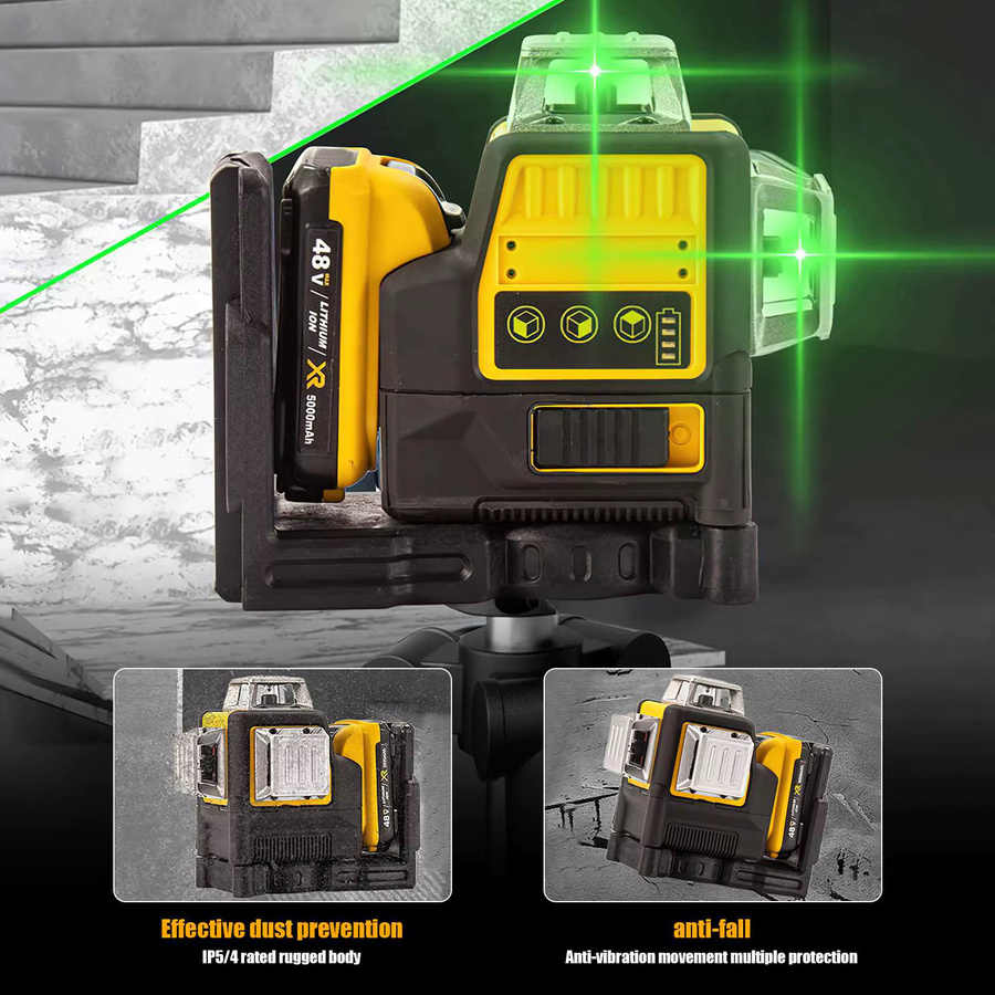 DeWalt 12 Linien 3D Laser-Wasserwaage mit grünem Strahl, selbstnivellierend, 360 Grad horizontal und vertikal, kompatibel mit DeWalt 20V Akku - Bild 2