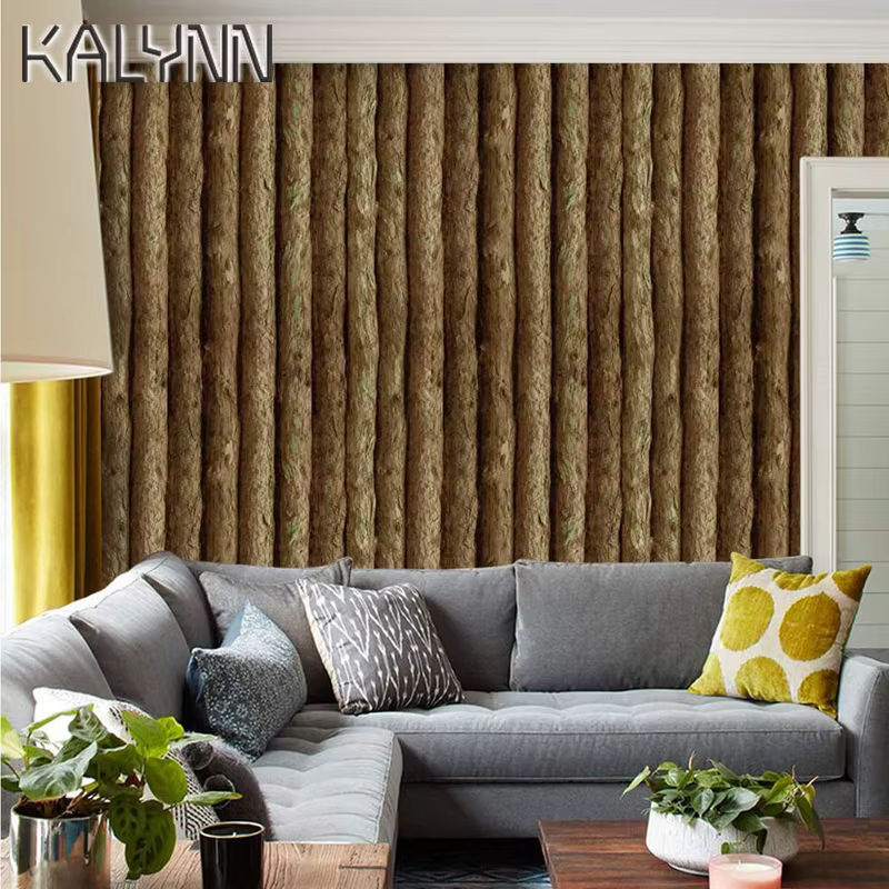 KALYNN Vinyl 3D Blockhaus selbstklebende Tapete in Braun, B: 45 cm, L: 6 m - Bild 6