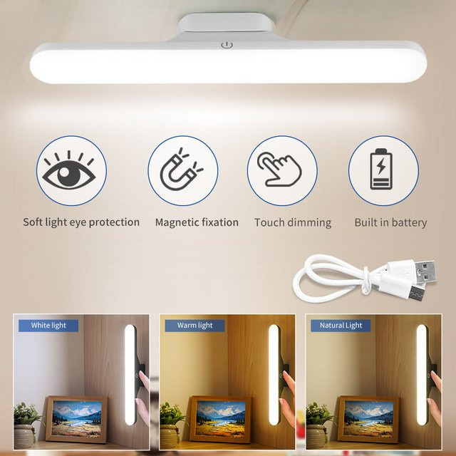 Ammtoo Wiederaufladbare LED Nachtlicht Lampe in Weiß, Dimmbare Magnetische Touch Schreibtisch Lampe und Schrankleuchte für Küche und Spiegel - Bild 1
