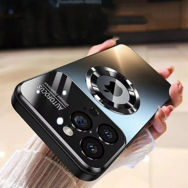 EIENACOCO Titan-Style Matte Handyhülle für iPhone 17 16 15 14 Plus 13 12 Pro Max mit MagSafe und Glaslinsen-Kameraschutz in Grau - Bild 1