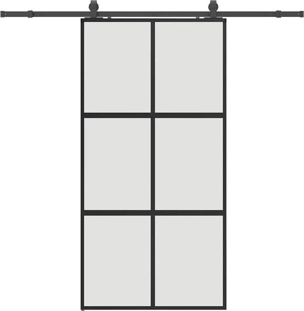 vidaXL Schiebetür aus Hartglas mit Beschlag in Schwarz, B: 102,5 cm, H: 205 cm - Bild 1