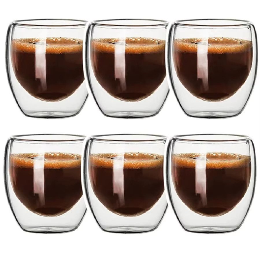 KEMORELA Set aus 6 doppelwandigen Espresso Tassen aus Borosilikatglas, transparent, 80 ml pro Tasse - Bild 6