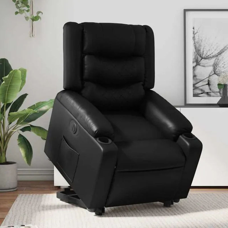 Elektrischer Relaxsessel mit Aufstehhilfe von vidaxl in Schwarz aus Kunstleder und Metall - Bild 1