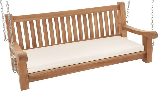 DELUKE MUVER Schaukelbank aus Holz in Creme mit Polstern für Garten und Veranda, B/T/H: 150 x 70 x 62 cm - Bild 1