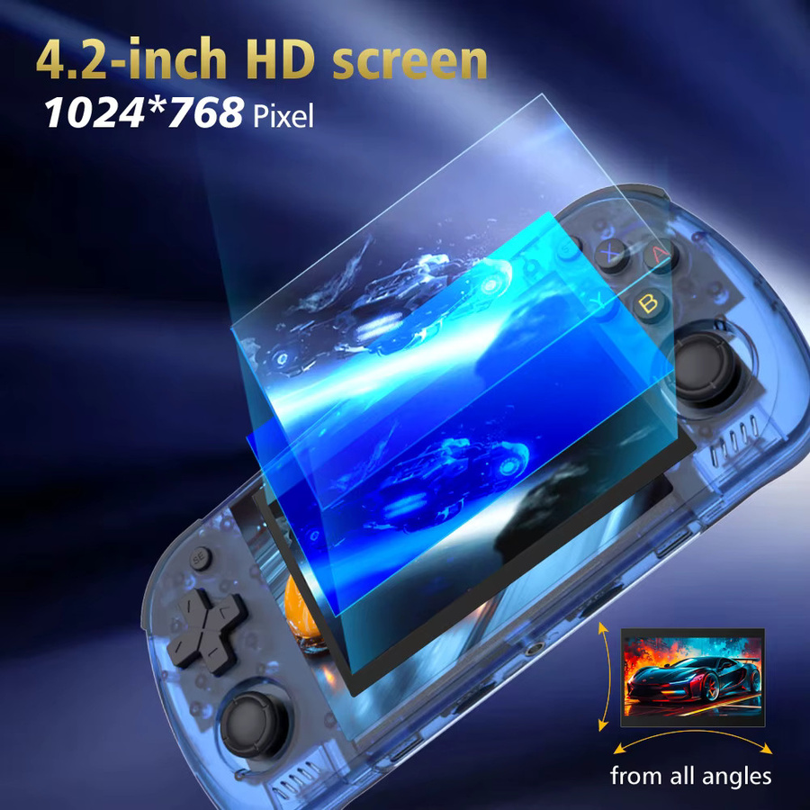 BOYHOM R36H PRO MAX Retro Handheld-Videospielkonsole mit Linux-System, 4,2 Zoll IPS-Bildschirm, Schwarz - Bild 3