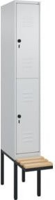 C+P Doppelstock-Spind Classic PLUS Sitzbank mit 1 Abteil, Buche-Hartholz und Sicherheits-Drehriegel, B/T/H: 212,0 x 30,0 x 81,5 cm - Bild 1