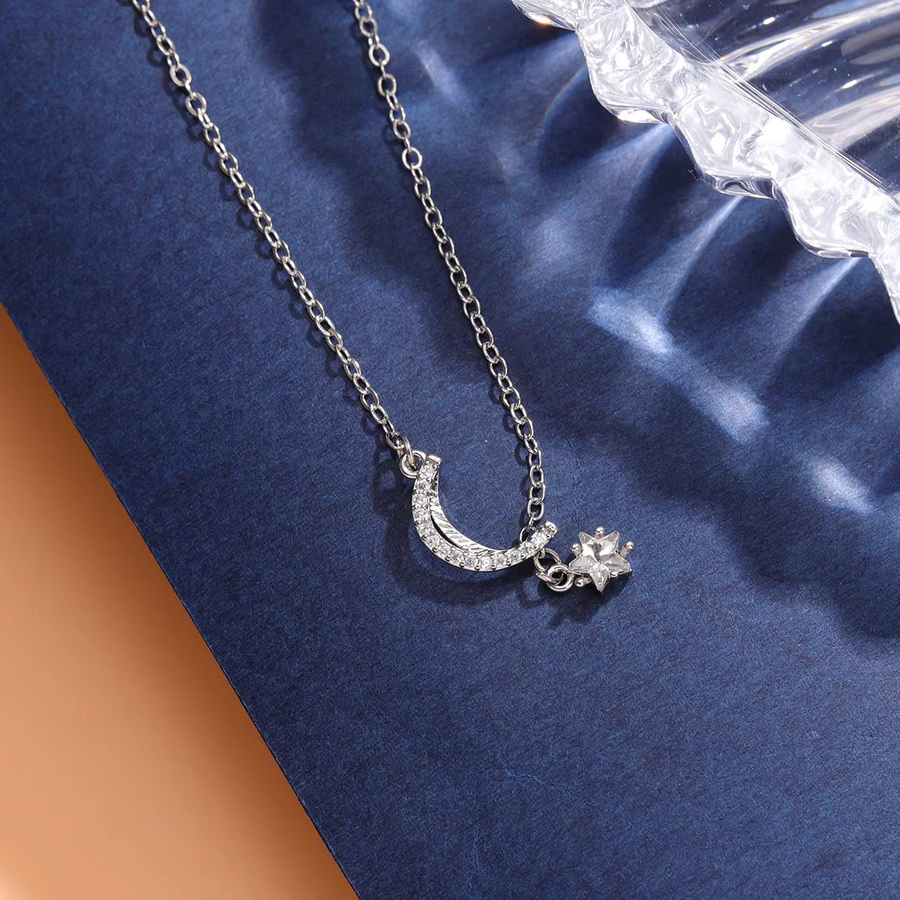 Halskette GaGa-Duck, 925 Silber, Stern Mond, Damen, Zirkonia - Bild 2
