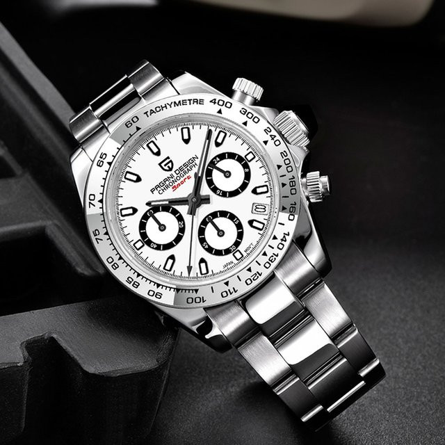 PAGANI DESIGN Chronograph Armbanduhr, Quarz, Edelstahl, 40 mm, Herren, Schwarz - Bild 1
