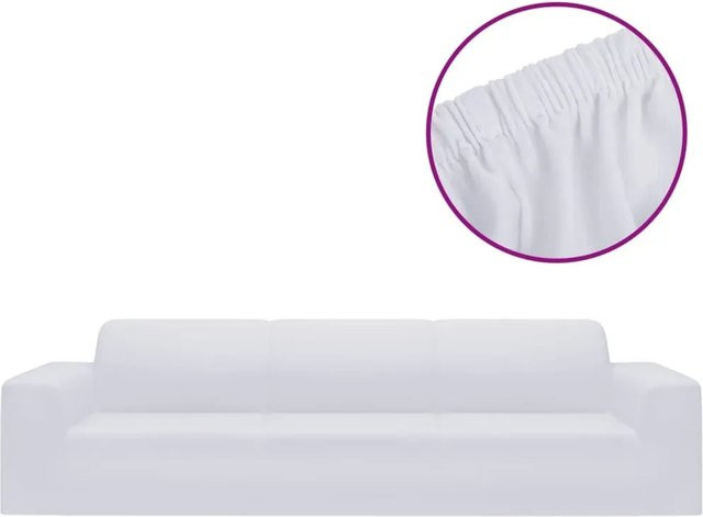 vidaXL Stretch Sofahusse für 4-Sitzer aus Polyester-Jersey in Weiß - Bild 1