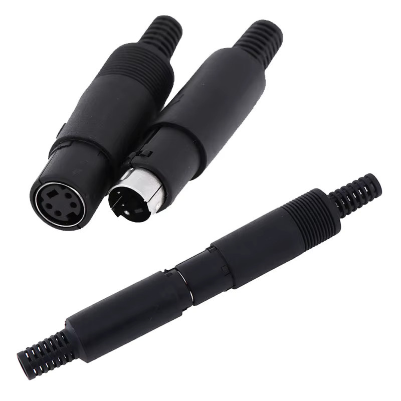 BSN Mini-DIN Stecker und Buchse für Chassis-Kabelmontage in Schwarz - Bild 1