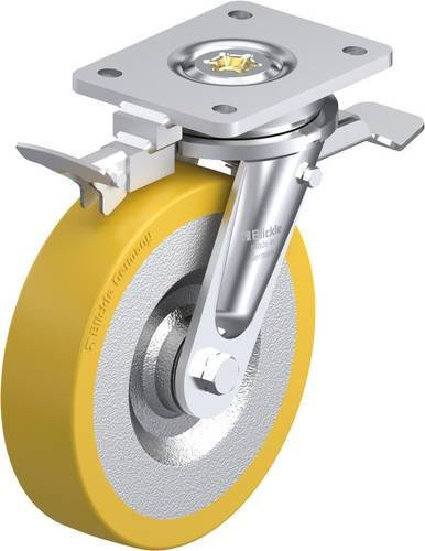 Blickle Lenkrolle LO-SETH 200K-ST-RI4 mit Feststeller in Silber und Braun, Rad-Durchmesser: 200 mm, Tragfähigkeit: 1000 kg - Bild 1