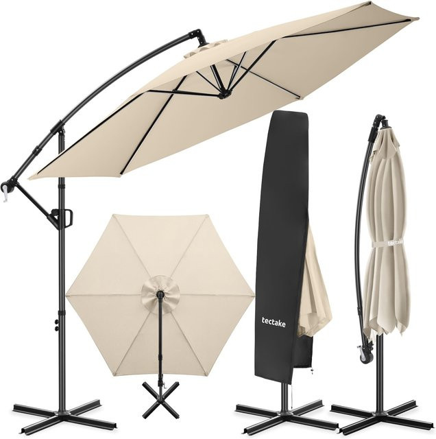 tectake Ampelschirm Beige B/T/H: 300 x 300 x 284 cm - Bild 1