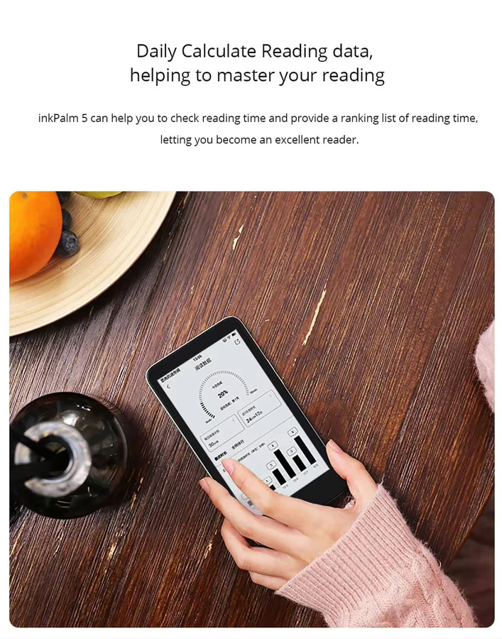 Moaan InkPalm E-Book-Reader mit 5,2 Zoll E-Ink Display, 300 PPI, Android 8.1, Grau - Bild 3