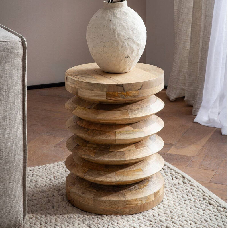 Runder Beistelltisch aus Mango Holz in Braun B/H/T: 35 x 45 x 35 cm - Bild 3