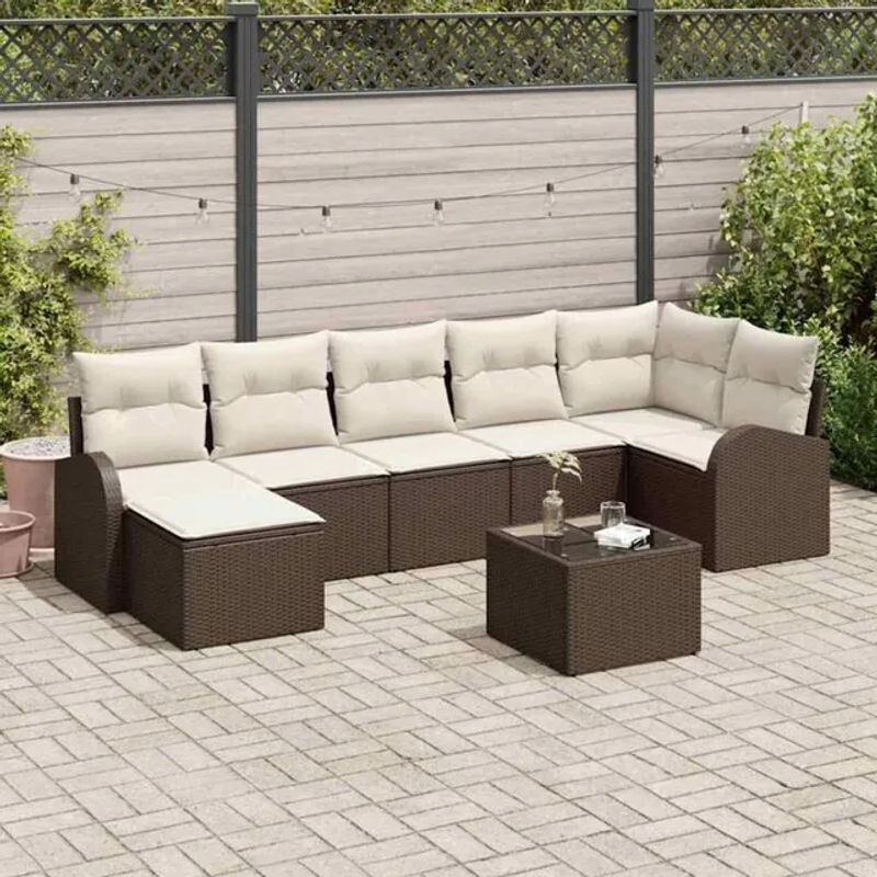 Vidaxl Garten-Sofa-Set aus Polyrattan in Braun mit 8 Teilen und modernen Loungemöbeln - Bild 1