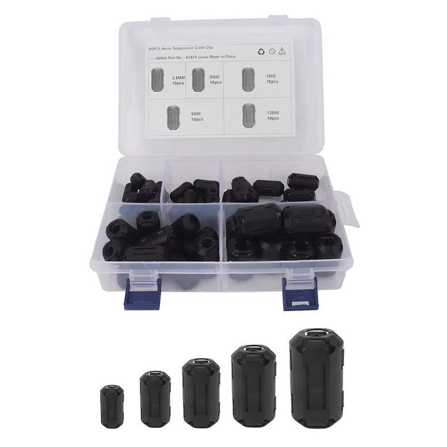Clip-on Ferrit Ring Core Bead Choke EMI RFI Filter Noise Suppressor für USB Audio Video und Netzkabel, Schwarz - Bild 6