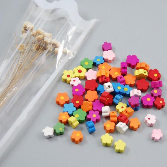 Blumen-Holzperlen, Baby-Schnullerclip, Abstandshalter, DIY-Handwerk, 10 mm 12 mm, bunt, Kinder - Bild 1
