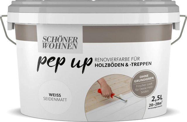 Schöner Wohnen pep up Renovierfarbe für Holzböden und -treppen, Weiß, 2,5 l - Bild 1