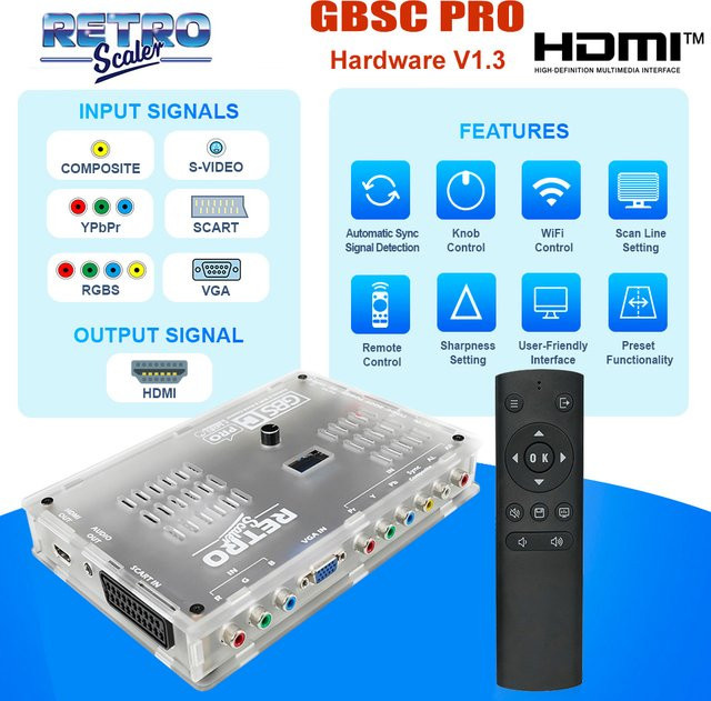 RetroScaler GBSC Pro Video-Audiokonverter für Retro-Spielekonsolen von Scart RGBS YPbPr VGA Composite SV zu HDMI - Bild 1