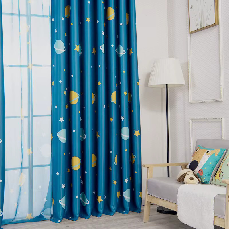 CENTURyMiG Verdunkelungsvorhang mit blauem Planeten-Print, thermoisolierend, für Schlafzimmer und Kinderzimmer, Breite: 130 cm, Höhe: 100 cm - Bild 2