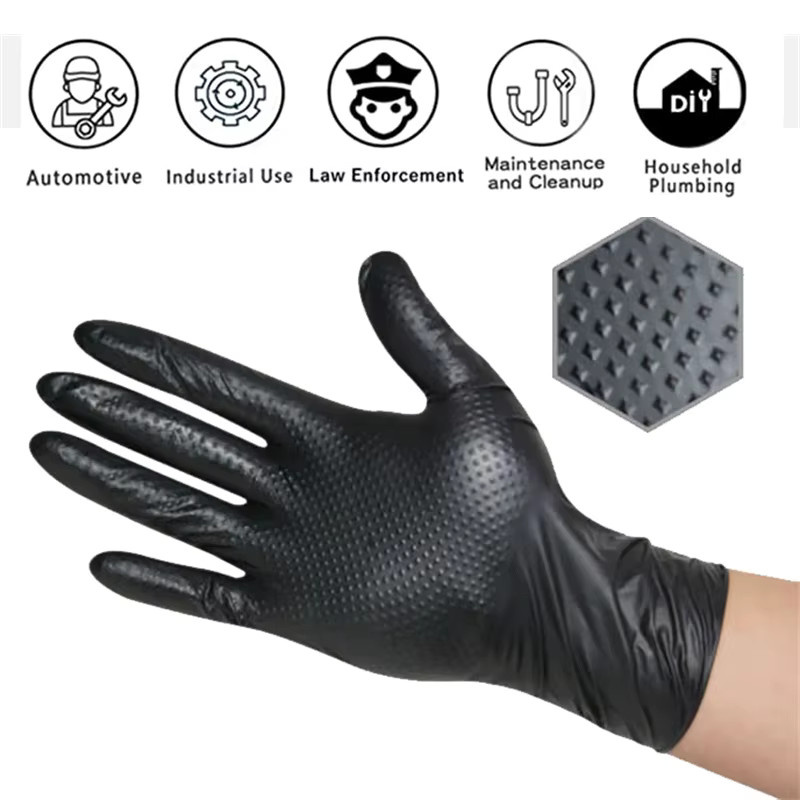 YUMARCH Nitril-Einweghandschuhe in Schwarz mit Diamantstruktur, 8Mil Hochleistungs-Handschuhe, latexfrei - Bild 3