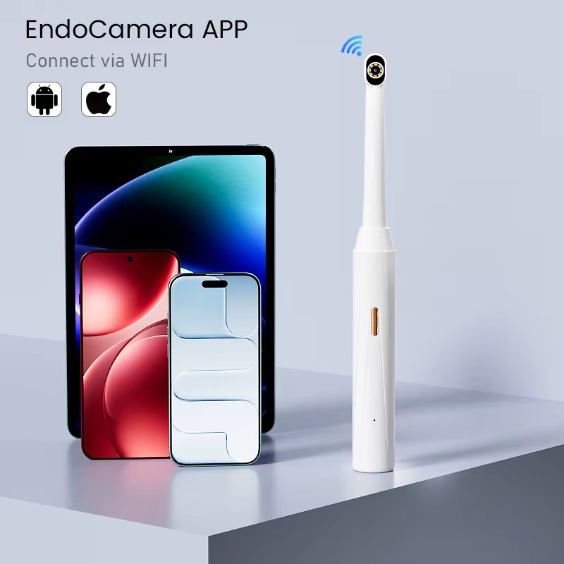 VISHRT Handheld WIFI Endoskop Video Kamera mit 8 LEDs und USB-C Aufladung in Weiß für Smartphones - Bild 2