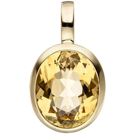 Colfem Anhänger 585 Gelbgold, Citrin, oval - Bild 1