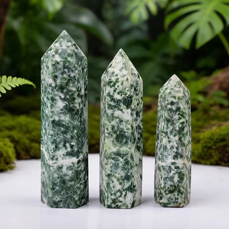 RYCRYSTAL Qinghai Jade Obelisk Spitze aus natürlichem Kristallstein in Grün, 5-8 cm - Bild 2