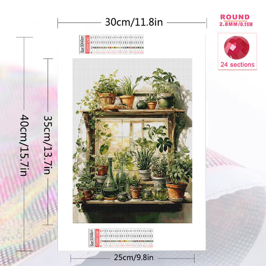 Evershine 5D-Diamant-Stickerei Set mit Landschafts- und Blumenmotiv, rund, mehrfarbig, Durchmesser: 30,0 cm - Bild 2