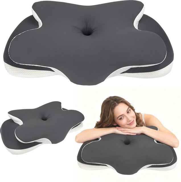 Ergonomisches Memory-Schaum-Nackenkissen in Grau zur Linderung von Nackenschmerzen für Seitenschläfer - Bild 1